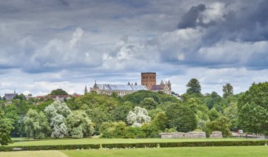 St Albans Cathedral viewed from Verulamium Park, St Albans